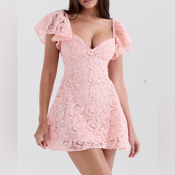 House of CB Dresses & Skirts - Verity - Perfectly Pink Floral Lace Mini Dress - House of CB - Small 2in Longer